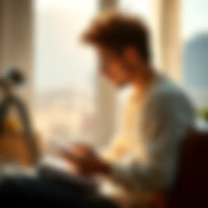 A person sitting with a notebook, reflecting on their thoughts in a sunlit room, symbolizing daily realizations.