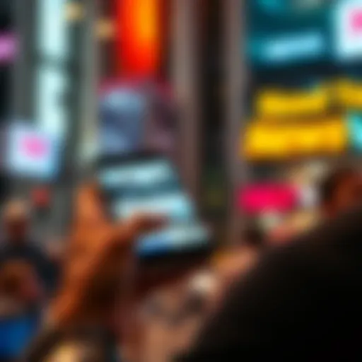 A person reading news on a smartphone with headlines about current events visible