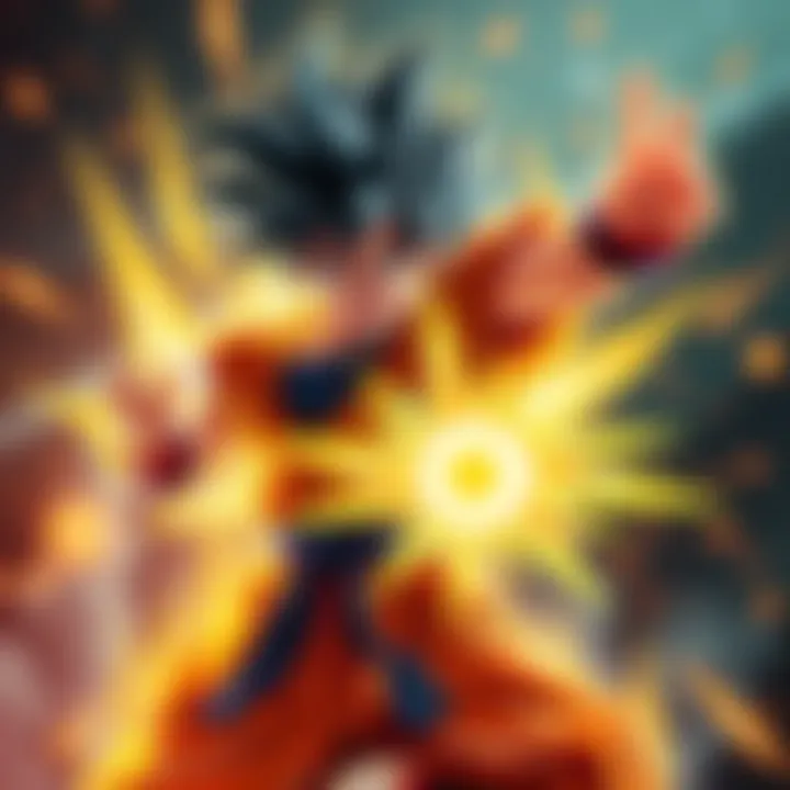 Daima SS4 Goku showing intense power in a dynamic battle stance with an energized aura