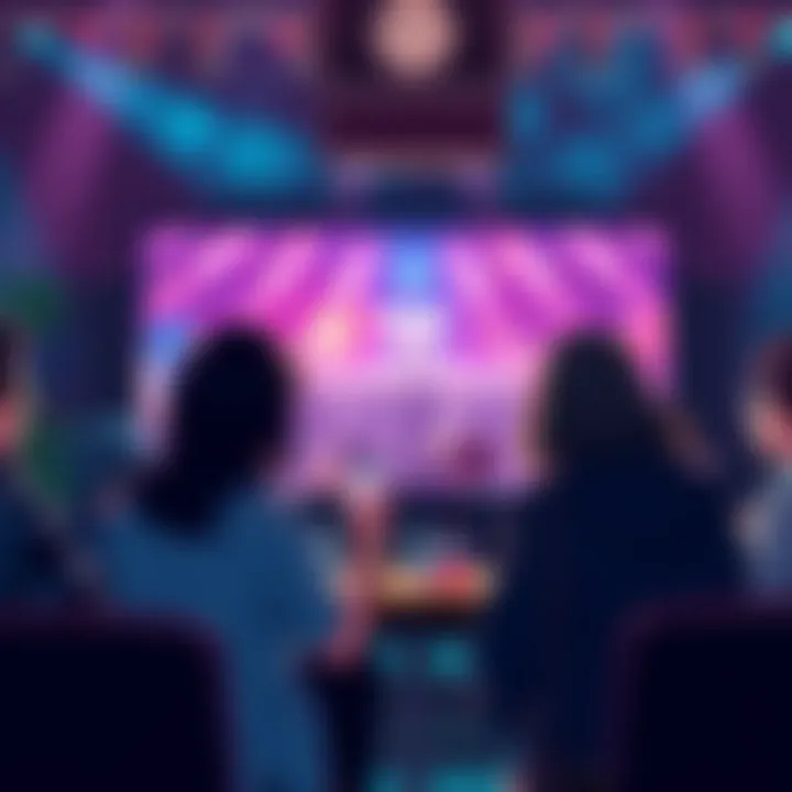 Fans discussing Daima's possible return while watching her trailer on a screen filled with celebration visuals.