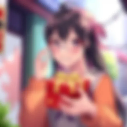 Daisuke's Unique Habits Character Daisuke touching her face and smiling while holding a gift in her hand, showcasing her playful stimming and caring nature.