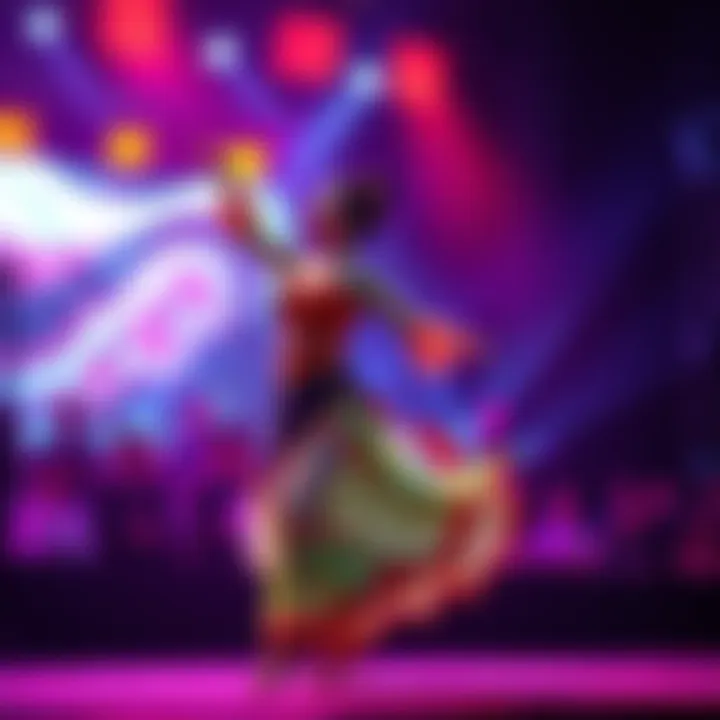 Dancer Chan performing on stage Dancer Chan captivates the audience with a vibrant dance performance, showcasing their talent and charm.