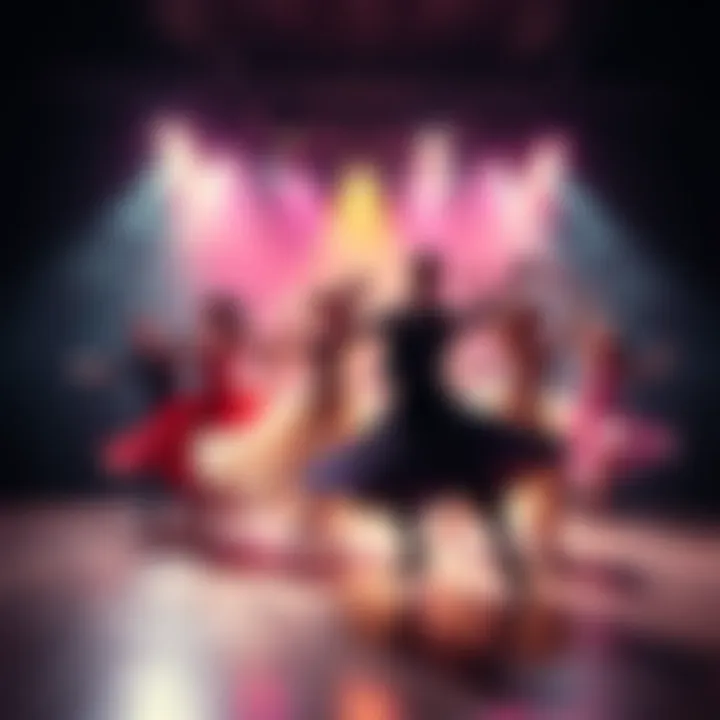 A group of dancers performing a waltz, showcasing fluid movements and expressive storytelling on stage.