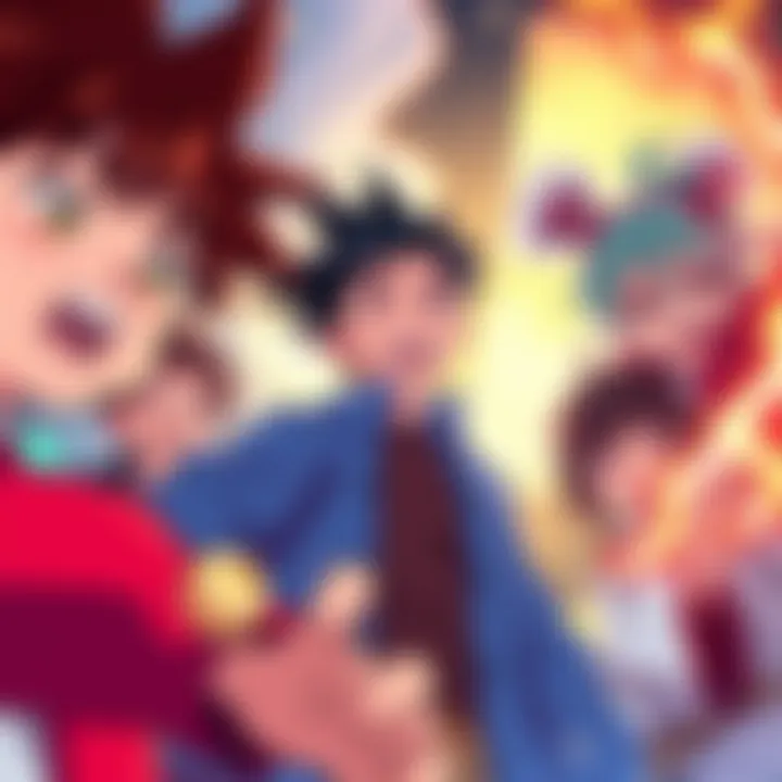A vibrant scene from DanDaDan showcasing characters with dynamic expressions and colorful backgrounds, reflecting its animation quality and storytelling.