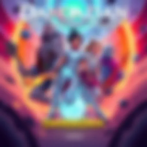Illustration showing characters from Dandadan surrounded by vibrant designs and colors for the fanbook cover