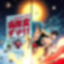 A split image showing a vibrant manga page on one side and a suspenseful moment from DanDaDan anime on the other, illustrating the choice between reading and watching