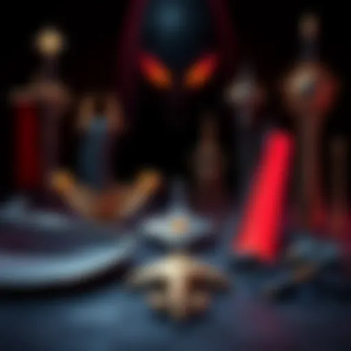 A display of powerful and dangerous instruments from the Gachiakuta universe, showcasing their unique designs and potential effects, with an ominous background.