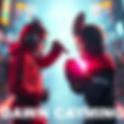 Daph and Sykkuno facing off in a vibrant gaming environment, illustrating a heated moment of spawn camping