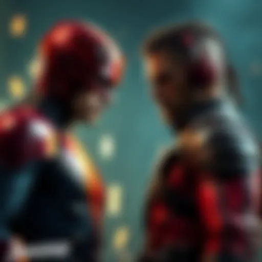 Daredevil and Leon stand ready to battle in an intense showdown, showcasing their unique skills and determination.