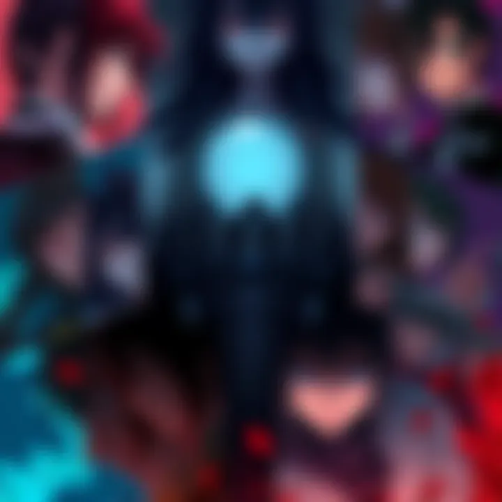 Dark Anime Recommendations A collage of lesser-known dark anime characters in intense, graphic scenes, showcasing mature themes and gore.