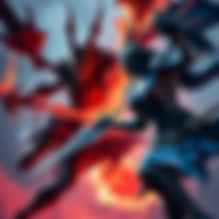 Dark Elf Patolli vs Gadjah Dark Elf Patolli and Gadjah in an intense battle, showcasing their magical powers and combat skills.