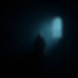 A shadowy figure standing alone in darkness, symbolizing the concept of 'Brave Evil'.