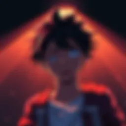 An illustration showing a tired-looking dark Deku from My Hero Academia, reflecting concern and weariness in his expression, set against a dim background.