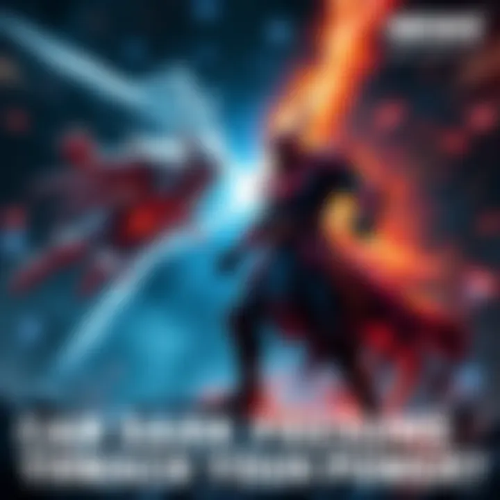 Dark Presence vs Yhwach A fierce battle scene showing Dark Presence challenging Yhwach, with energy sparks flying around them, set against a cosmic backdrop.
