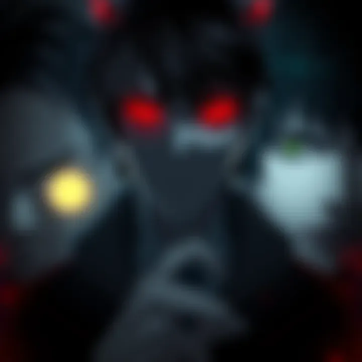 A collection of dark-themed anime characters with intense expressions, symbolizing mind games and strategy in thrillers.