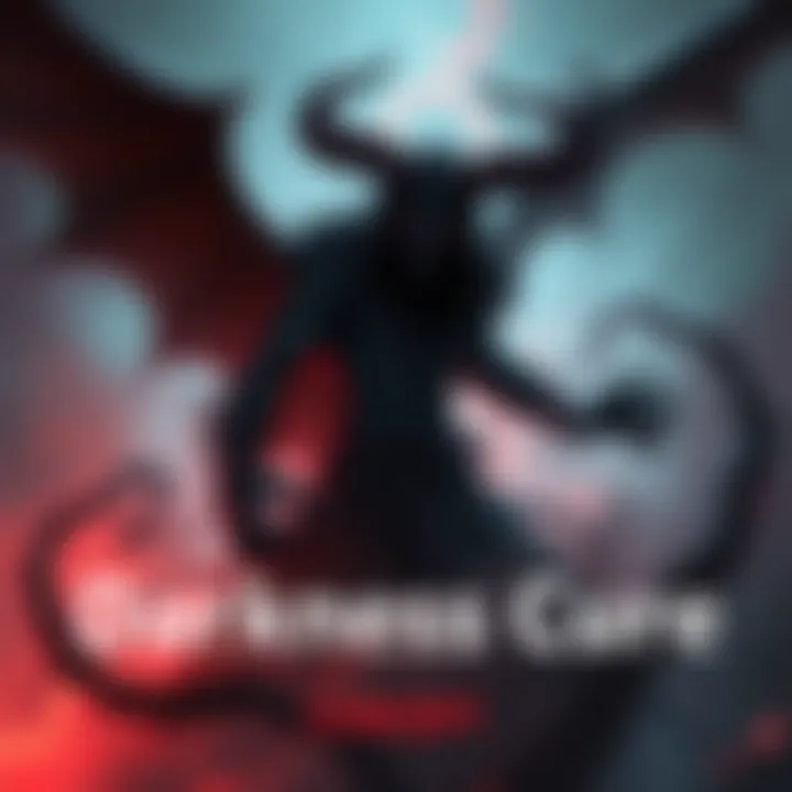 An illustration of a dark entity representing the Darkness Devil's curse, surrounded by shadowy tendrils, with a menacing aura