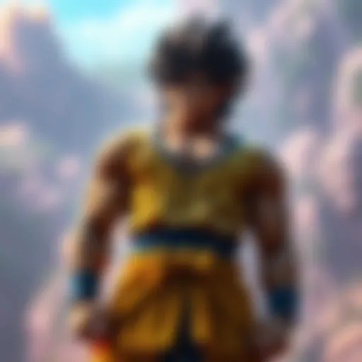 DBS Broly standing alone DBS Broly showcasing his strength and confidence, standing alone with an intense expression, set against a colorful background.