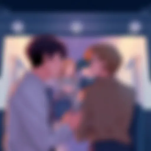 Two people discussing consent in fiction with illustrations of Asa and Denji in the background.