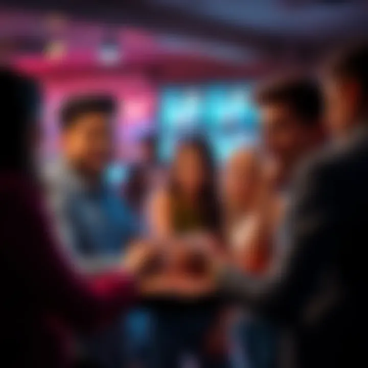 People debating relationships A group of people discussing and exchanging opinions about dating preferences and relationship rankings in a lively atmosphere