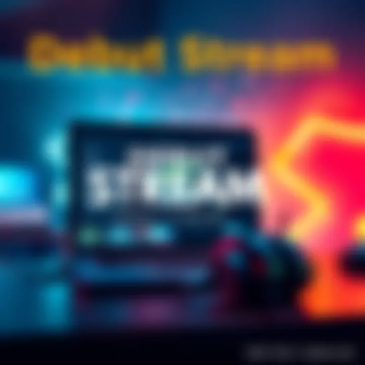 An announcement graphic for a live streaming event featuring a laptop and gaming headset with excitement-themed visuals in the background.