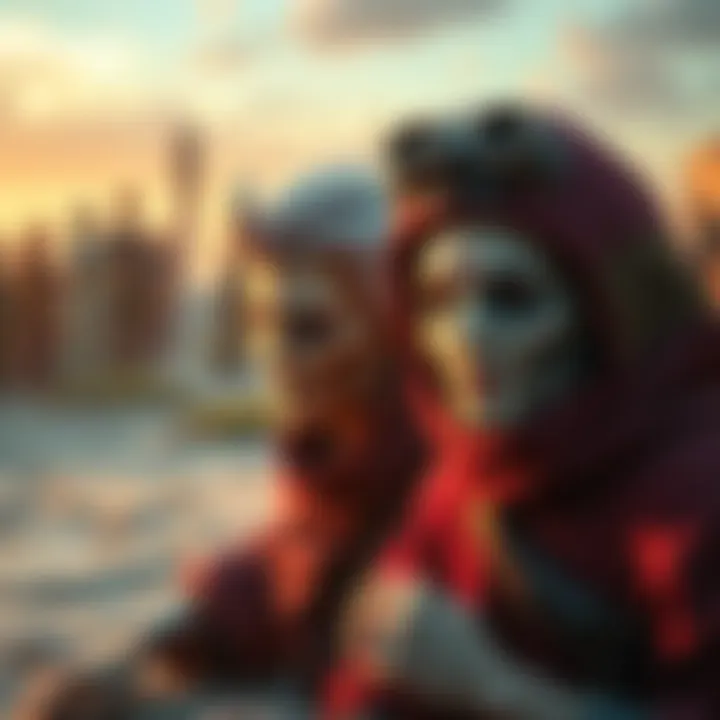 Beloved deceased characters adjusting to changes in their fictional universe after Modulo's impact, showing a mix of curiosity and determination.