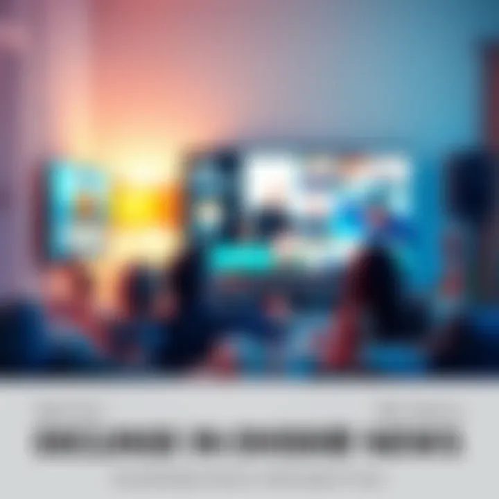 A family sitting on a couch looking frustrated while watching TV with blurry images on the screen