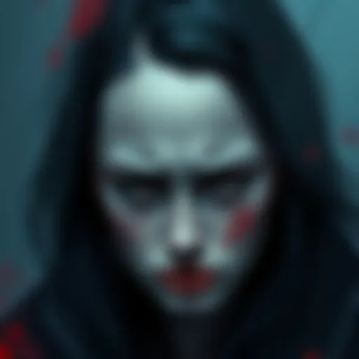 A portrayal of Noelle with a somber expression, reflecting her struggles and emotions through dark colors and expressive brushstrokes.