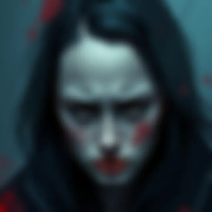 A portrayal of Noelle with a somber expression, reflecting her struggles and emotions through dark colors and expressive brushstrokes.