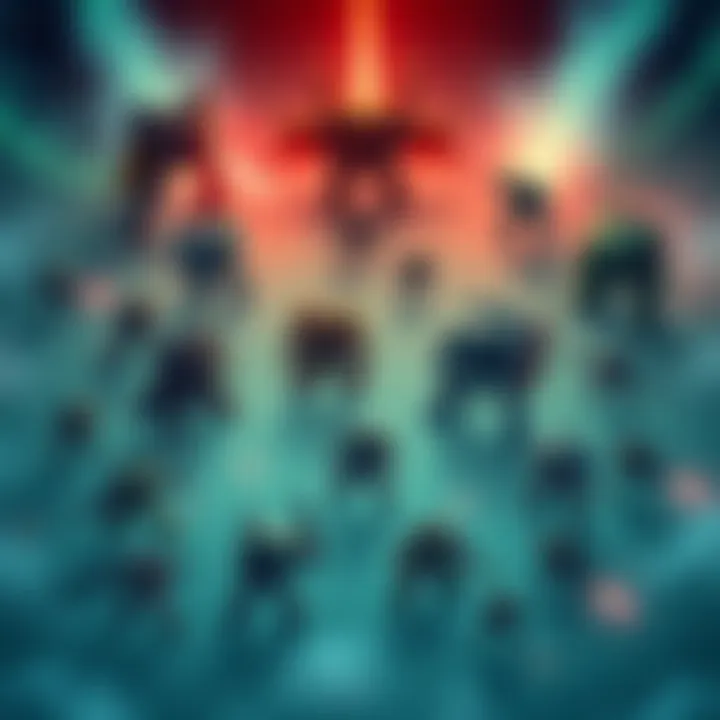 An illustration showing various defensive units arranged strategically for offensive play, indicating their lack of HP support.
