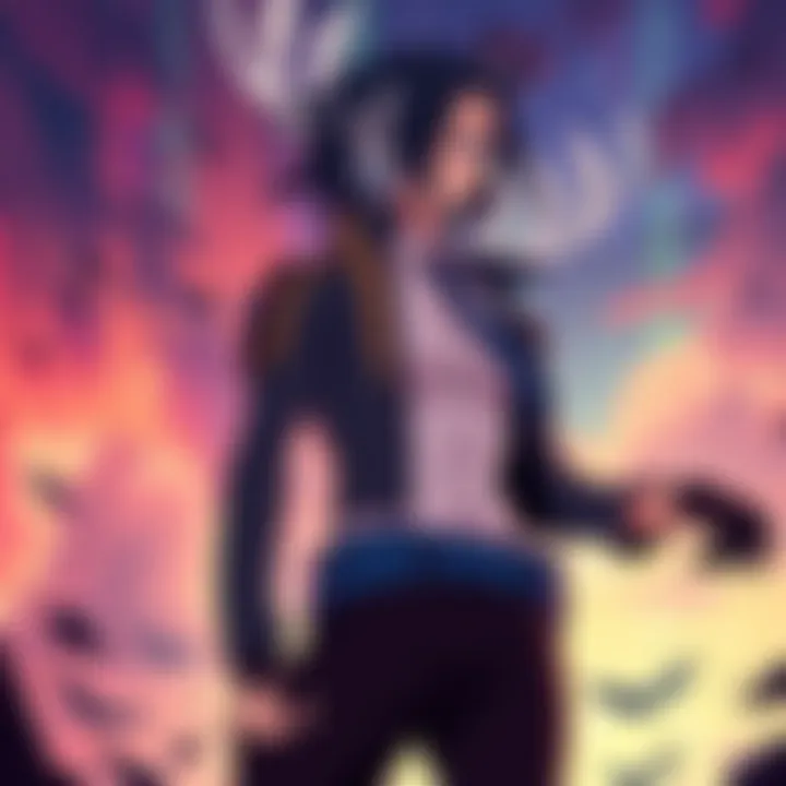 A bold anime character stands confidently against a colorful background, symbolizing independence and defiance.