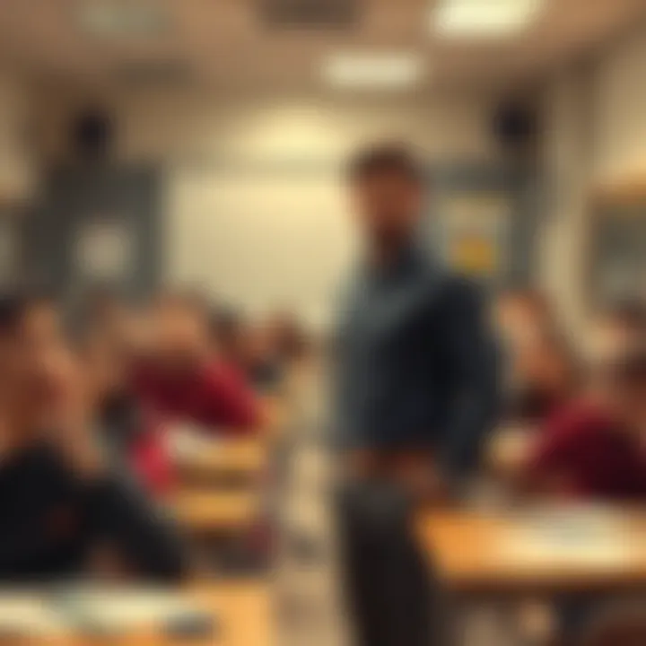 A teacher stands in a classroom filled with surprised students, hinting at unexpected changes in the story's plot, with expressions of curiosity and intrigue.