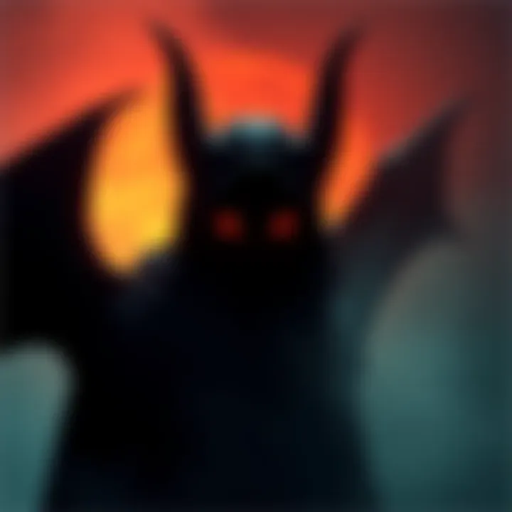 A dark silhouette of a demon with glowing eyes, surrounded by mist and eerie light, symbolizing the choice of immortality over humanity.