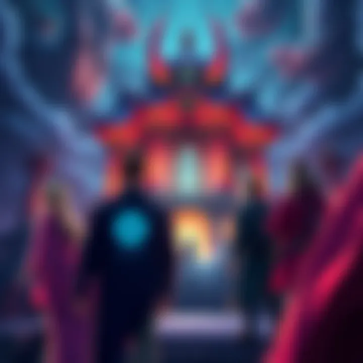 Scene from Demon Slayer showing the Infinity Castle with characters reacting to the leaked footage