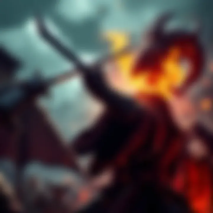 A warrior striking a demon with a sword in an intense battle, showcasing a dramatic beheading moment.