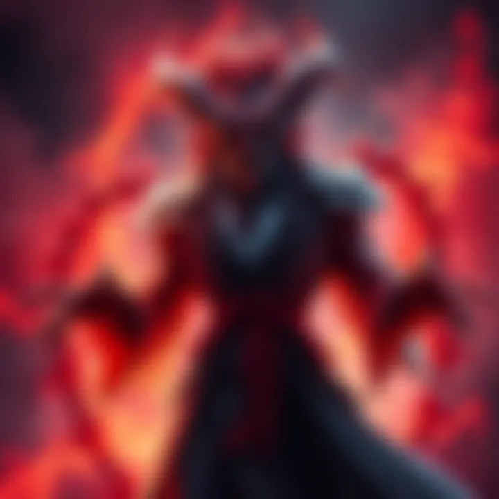 A demon with a human-like appearance, dressed elegantly, showing a powerful aura. Bright eyes and a confident stance highlight its strength.