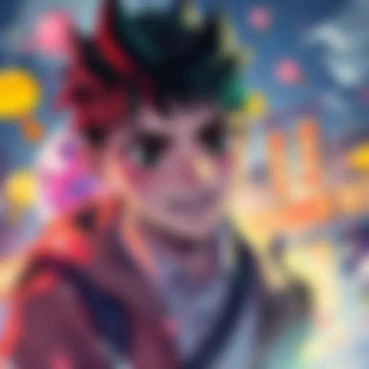 A colorful portrayal of Denji, showcasing his youthful energy and determined expression, surrounded by elements reflecting his struggles and dreams.