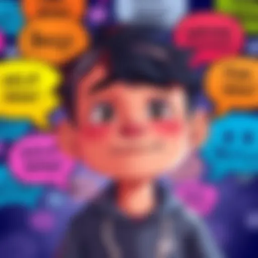 A cartoon character named Denji making a silly face while surrounded by colorful speech bubbles filled with funny wrong answers.