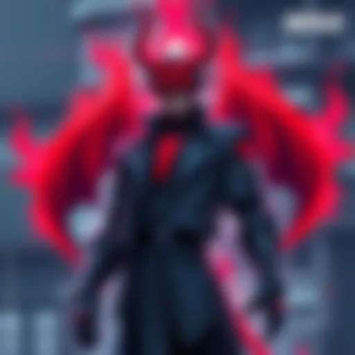 Denji showcasing his hybrid form with devil traits, standing confidently with a devilish glow, representing his unique characteristics among hybrids.