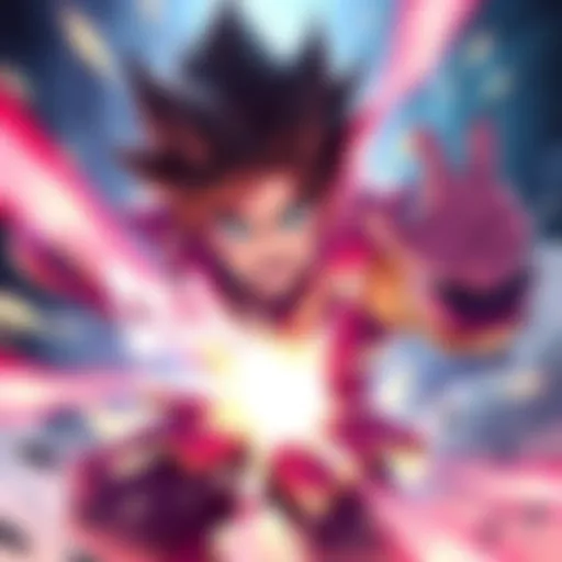 Denji, a young character with spiky hair, is shown in a dynamic pose with a determined expression, surrounded by a burst of energy and colorful effects, hinting at upcoming challenges.