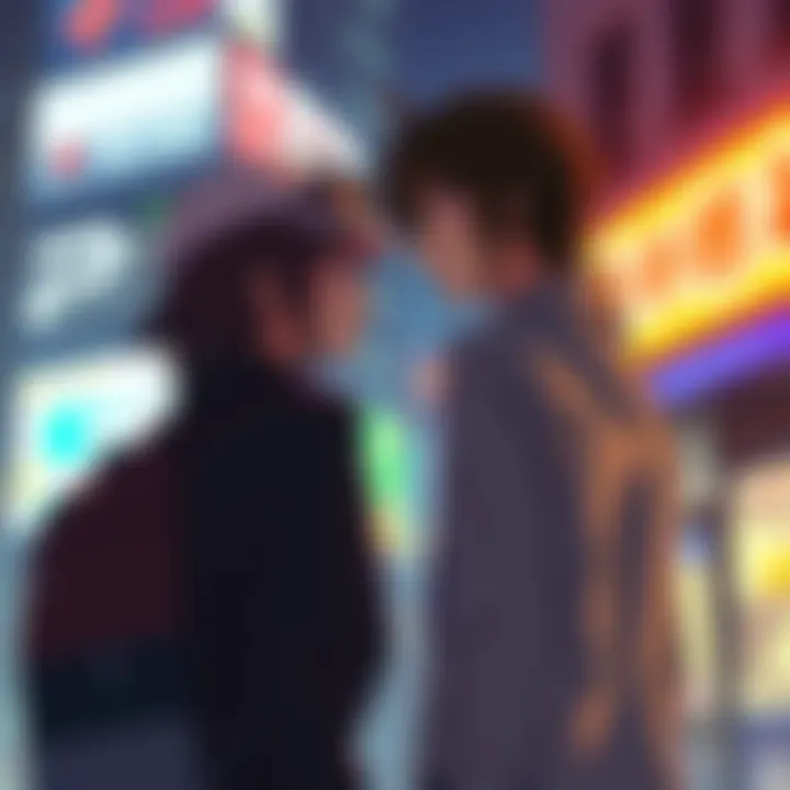 Denji and Reze sharing a moment, pondering their relationship in a city setting