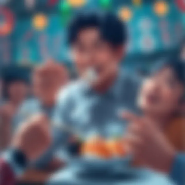 Denji happily eating a special sushi plate, surrounded by fans celebrating the anniversary of the moment.