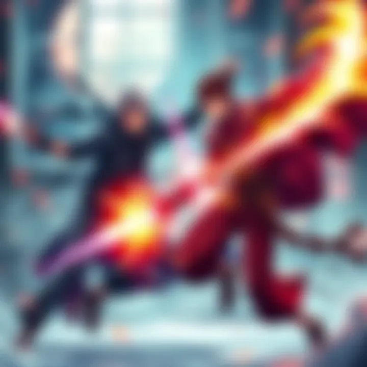 Denji and Yuji engaging in an intense battle, showcasing their unique powers and abilities in an action-packed setting.