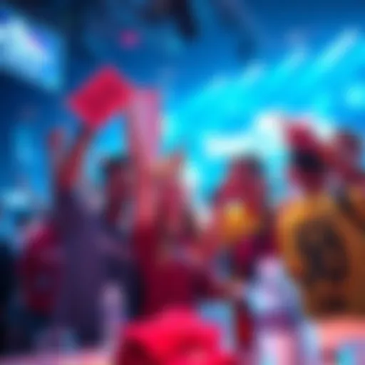 A group of Denreze fans happily celebrating new releases with banners and merchandise at an event