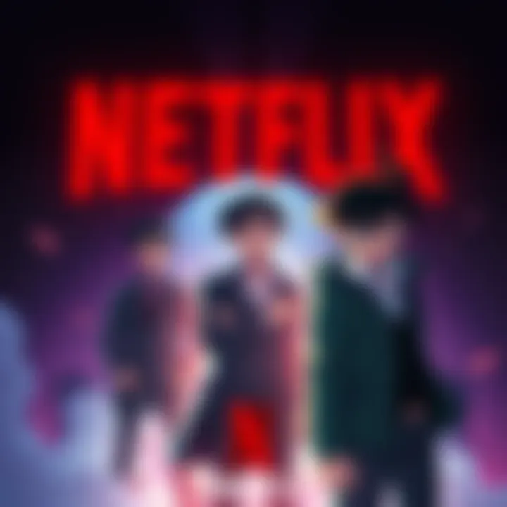 A graphic showing Detective Conan characters with a Netflix logo disappearing in the background