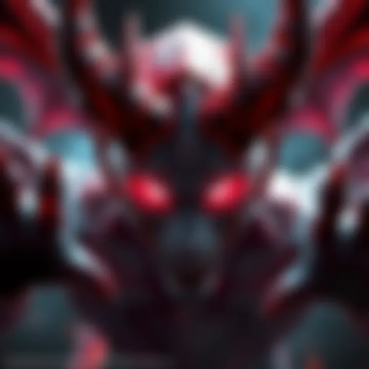 Showcasing final devil mode and giga devil mode characters with multiple eyes in a dramatic gameplay setting