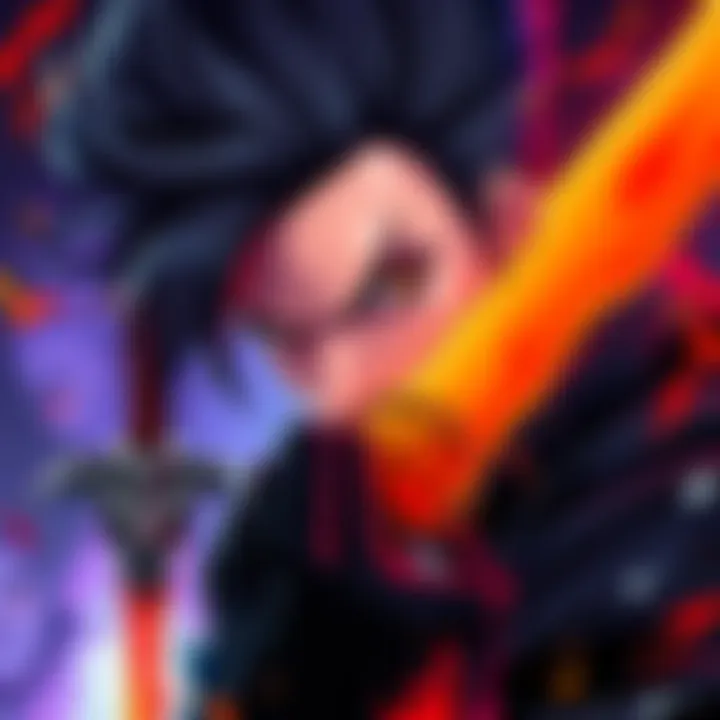 A close-up illustration of Diabolical Mihawk, showcasing his signature sword and intense expression. The background features a vibrant fan art style, reflecting his rising popularity.