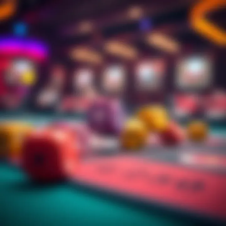 A close-up of colorful dice rolling on a gaming table, symbolizing RNG luck in gaming
