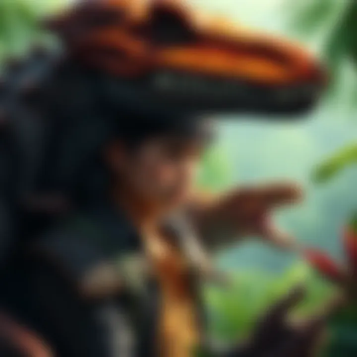 Diego Fanart with Paleo Elements A detailed fanart of a character named Diego, depicted in a prehistoric style with dinosaurs and lush vegetation around him.