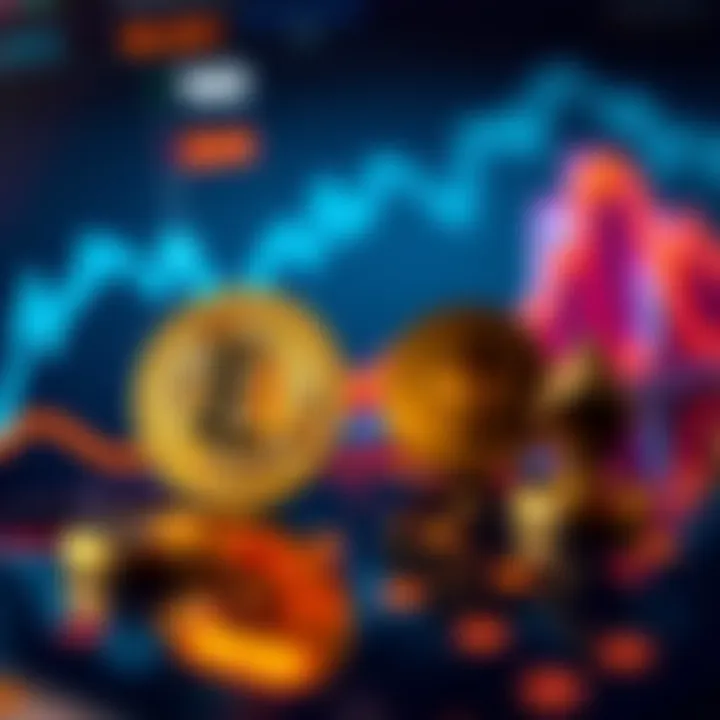 A graphic showing digital currency symbols like Bitcoin and Ethereum with a rising graph background, representing investment trends in 2025.