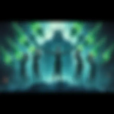 Dio with his ten sons, showcasing their powers in a dramatic scene from Stone Ocean